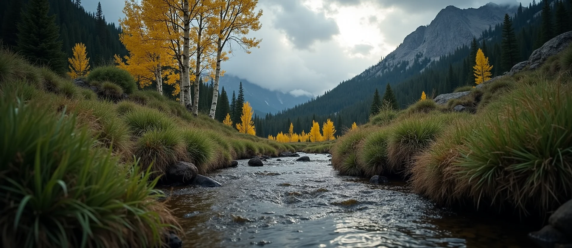 Symbolizing Flow/Cleansing: A local Mountain Mahogany babbling mountain creek. - AI Generated