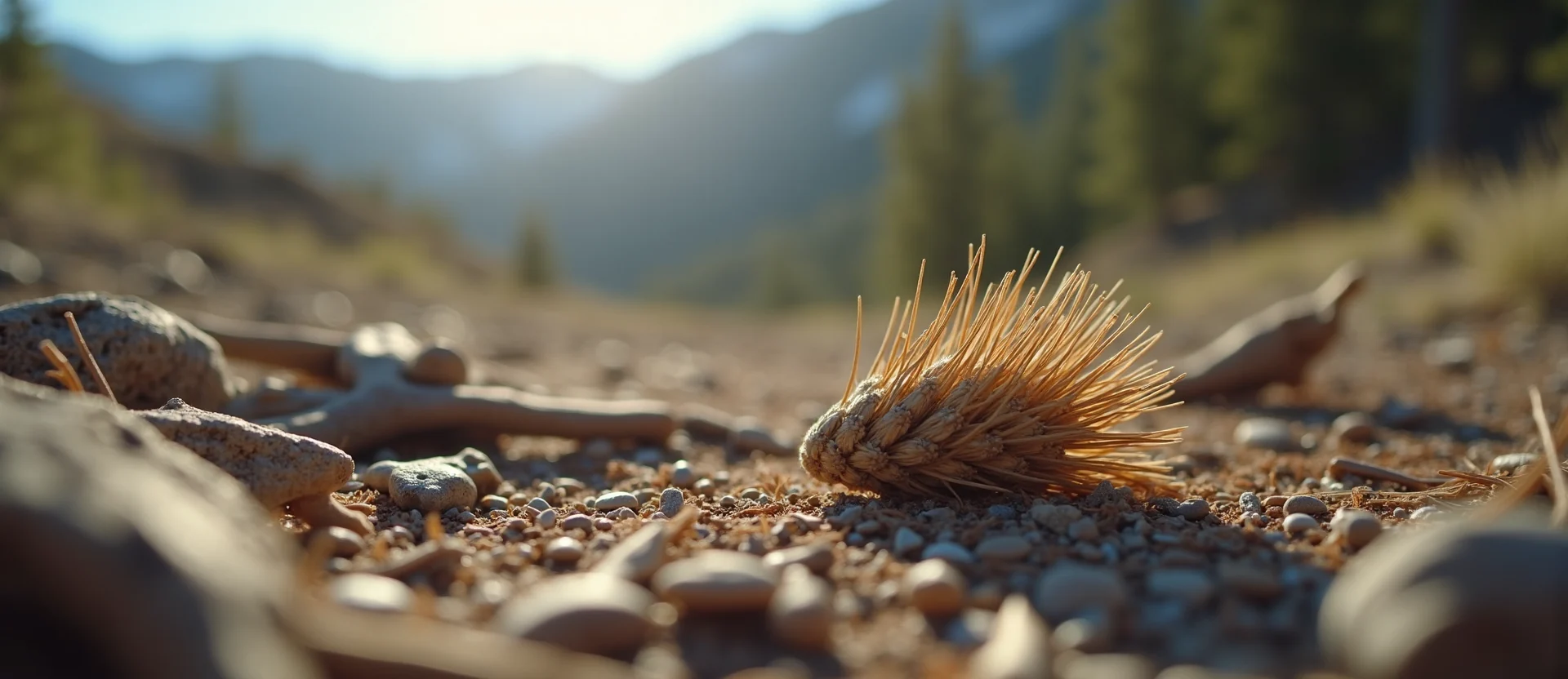 Symbolizing Seed/New Beginning: A local Quaking Aspen single pine seed on dry earth. - AI Generated