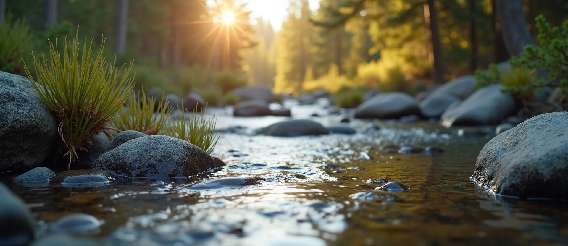 Symbolizing Flow/Cleansing: A local Quaking Aspen clear cold snowmelt stream. - AI Generated