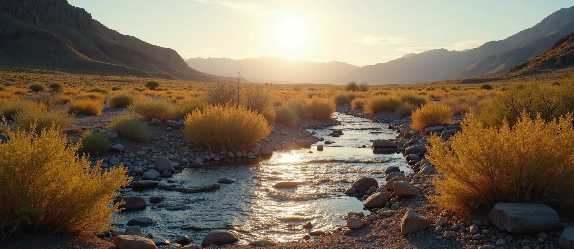 Symbolizing Flow/Cleansing: A local Sagebrush (Artemisia tridentata) hidden small waterfall. - AI Generated