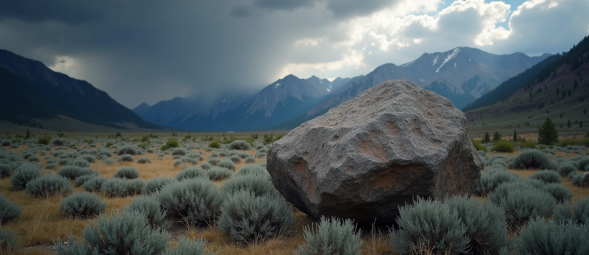 Symbolizing Stability/Peak: A local Mountain Mahogany unshakable boulder. - AI Generated