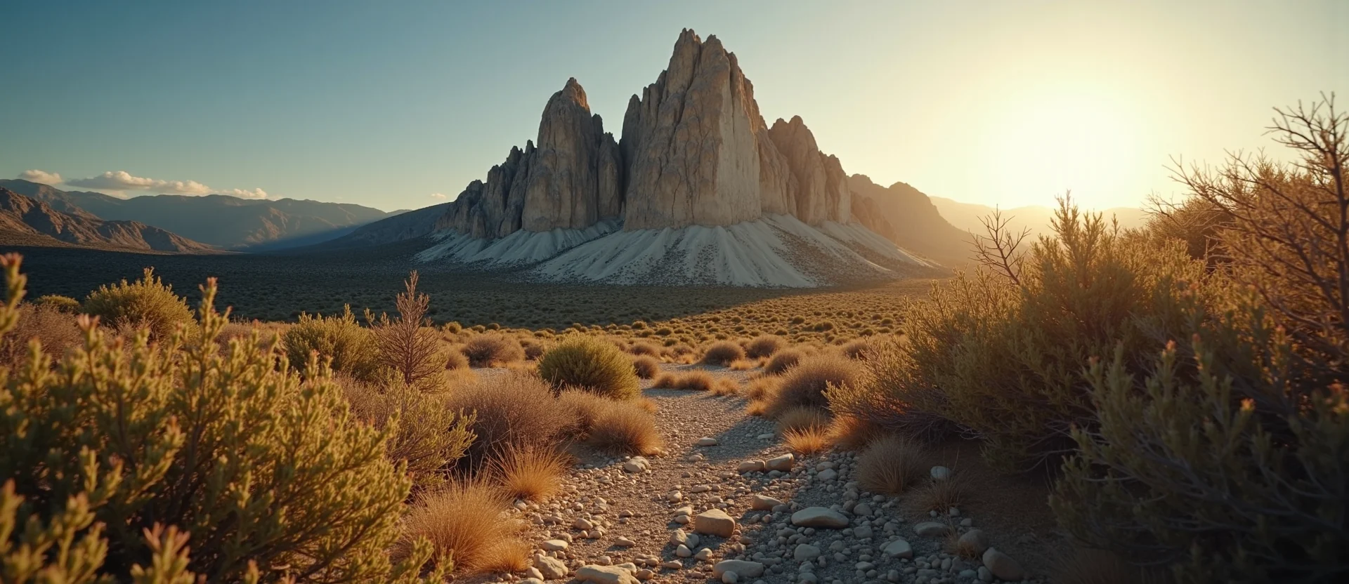 Symbolizing Stability/Peak: A local Bitterbrush jagged granite peak. - AI Generated