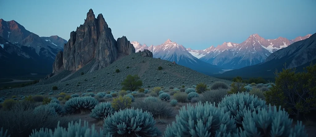 Symbolizing Stability/Peak: A local Quaking Aspen jagged granite peak. - AI Generated