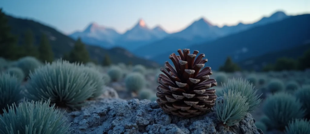 Symbolizing Seed/New Beginning: A local Mountain Mahogany opening pine cone. - AI Generated