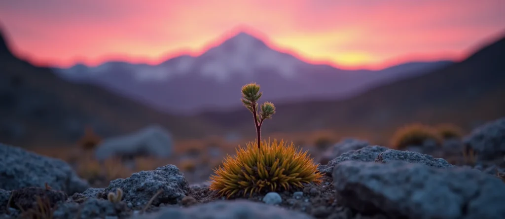Symbolizing Seed/New Beginning: A local Indian Paintbrush sprouting sagebrush seedling. - AI Generated