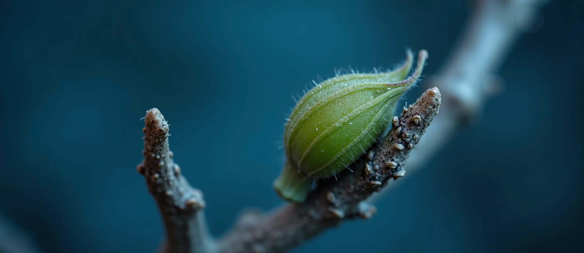 Symbolizing Seed/New Beginning: A local Desert Peach new green bud on a branch. - AI Generated