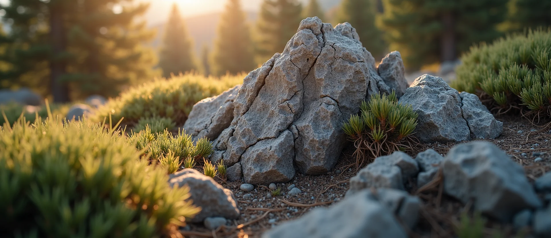 Symbolizing Stability/Peak: A local Sagebrush (Artemisia tridentata) jagged granite peak. - AI Generated