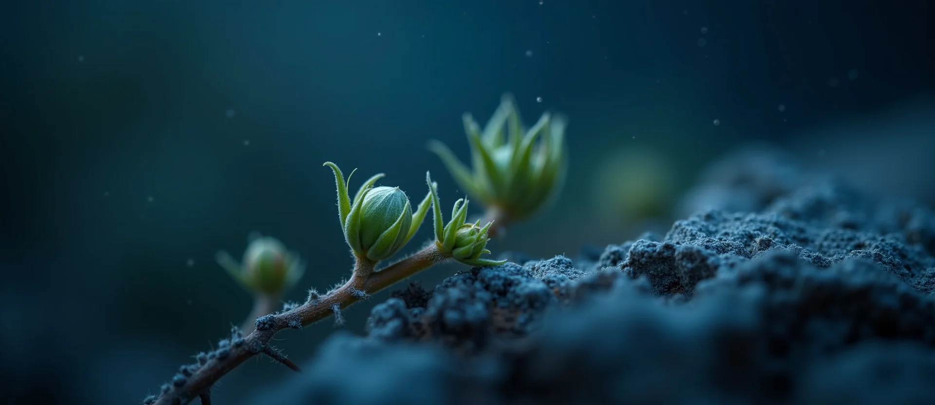 Symbolizing Seed/New Beginning: A local Manzanita new green bud on a branch. - AI Generated