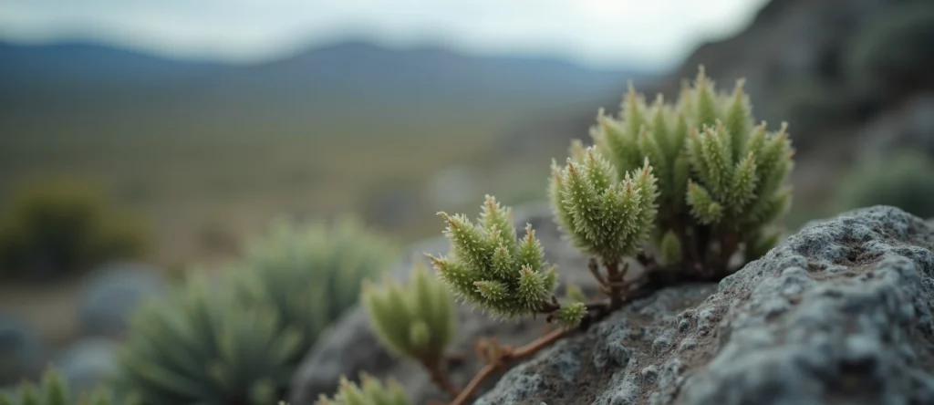 Symbolizing Seed/New Beginning: A local Indian Paintbrush new green bud on a branch. - AI Generated