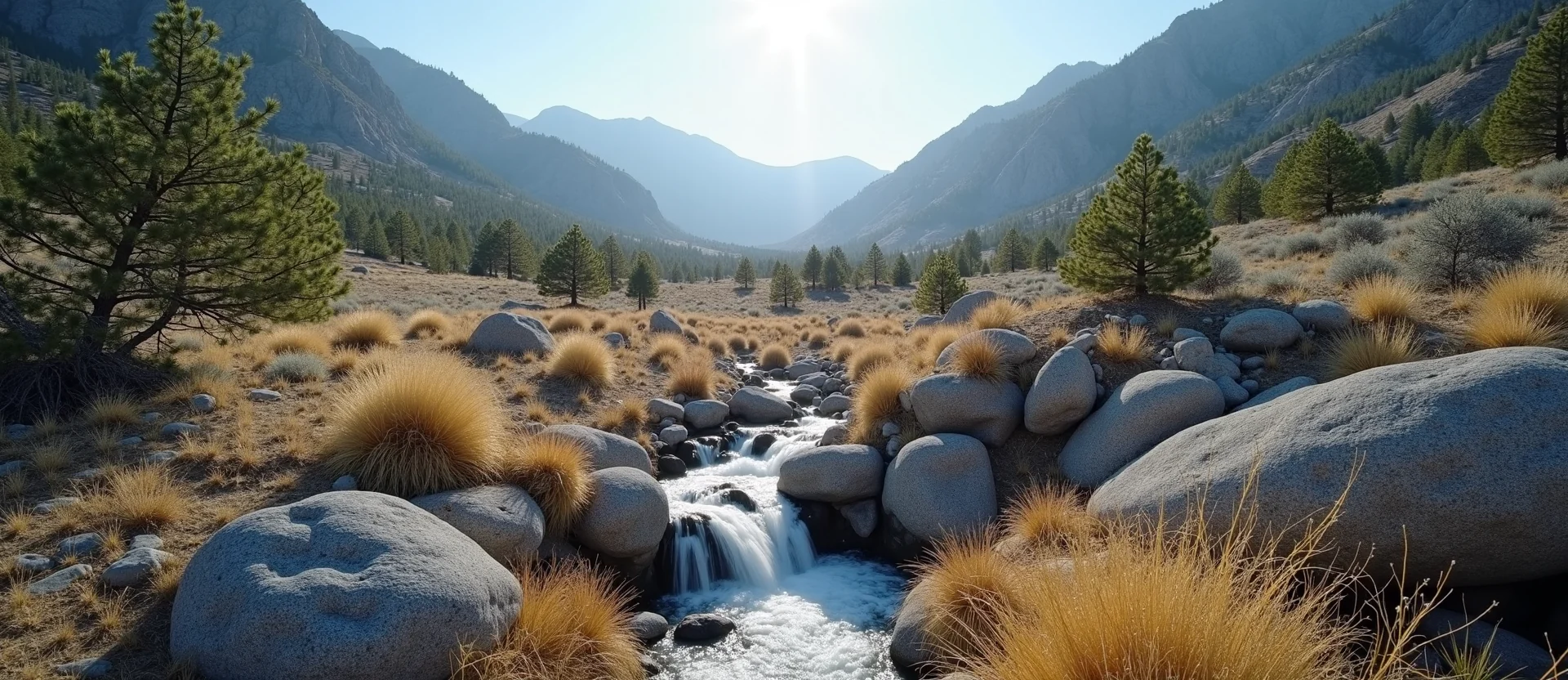Symbolizing Flow/Cleansing: A local Sierra Juniper hidden small waterfall. - AI Generated