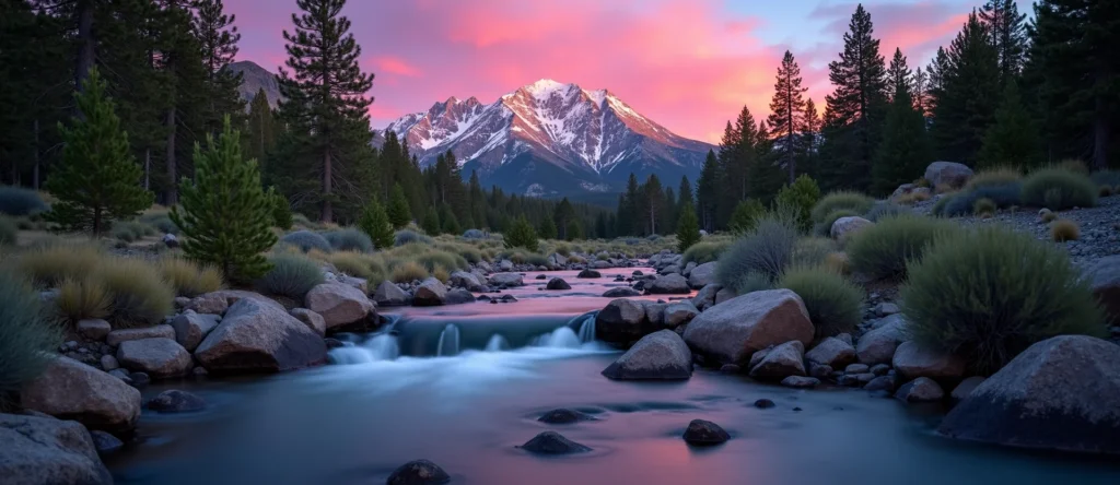 Symbolizing Flow/Cleansing: A local Ponderosa Pine hidden small waterfall. - AI Generated