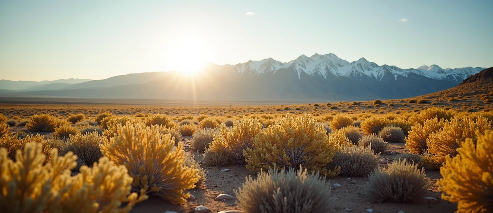 Symbolizing Identity/Local: A local Rabbitbrush Sierra Nevada skyline. - AI Generated