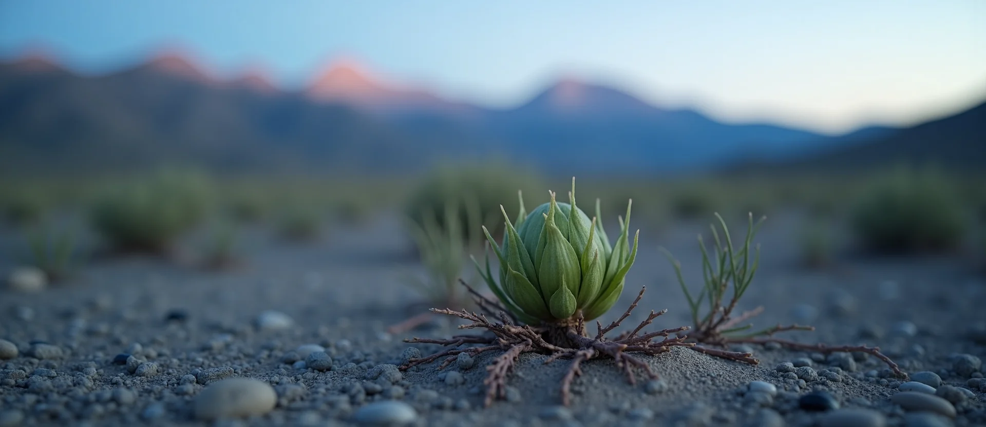 Symbolizing Seed/New Beginning: A local Indian Paintbrush new green bud on a branch. - AI Generated