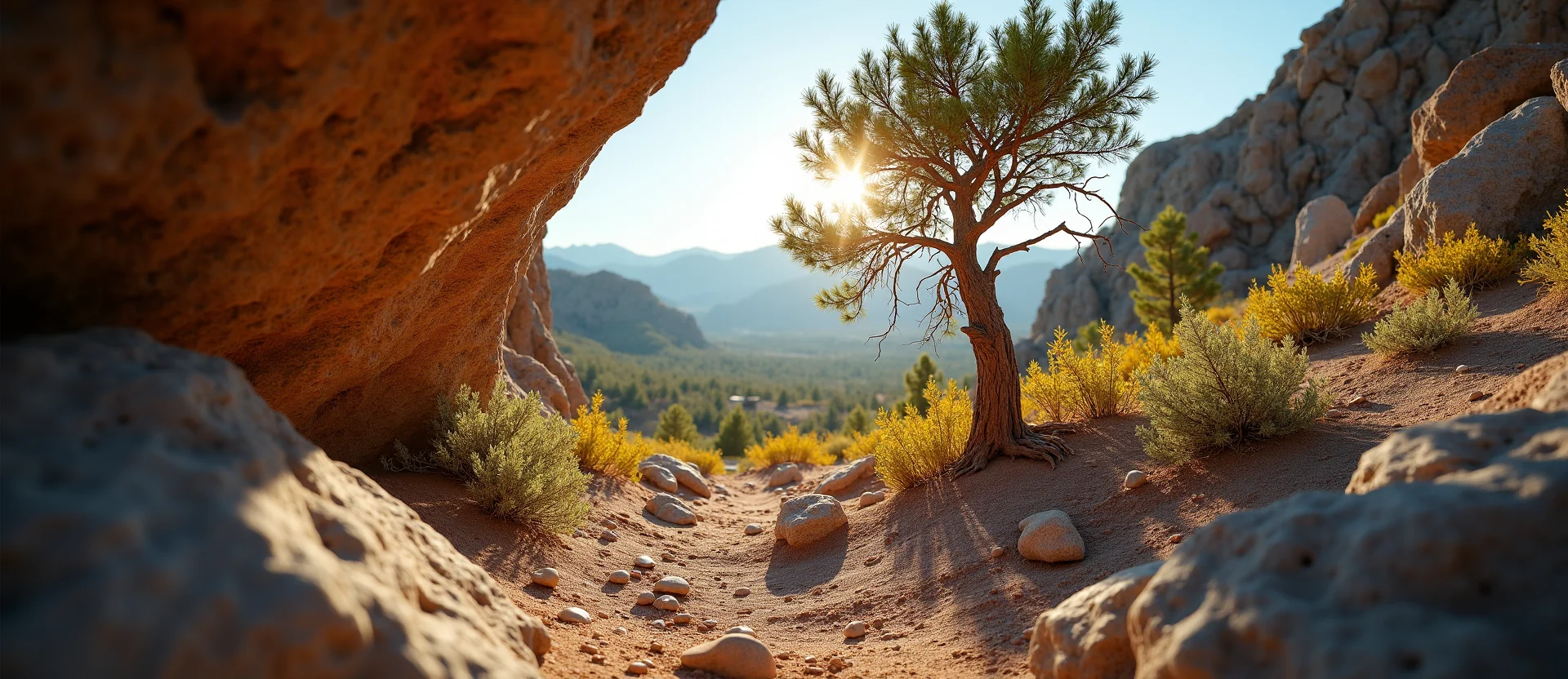 Symbolizing Growth/Resilience: A local Indian Paintbrush tree growing out of a rock cleft. - AI Generated