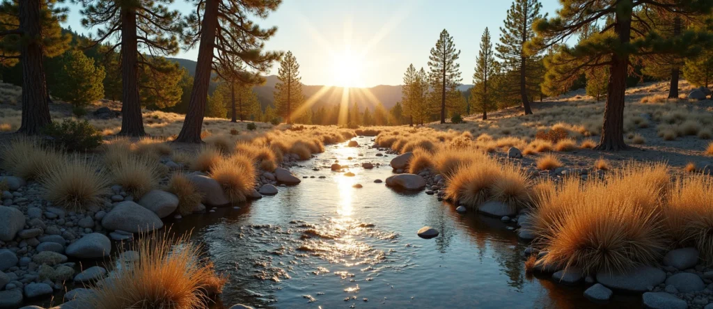 Symbolizing Flow/Cleansing: A local Quaking Aspen clear cold snowmelt stream. - AI Generated