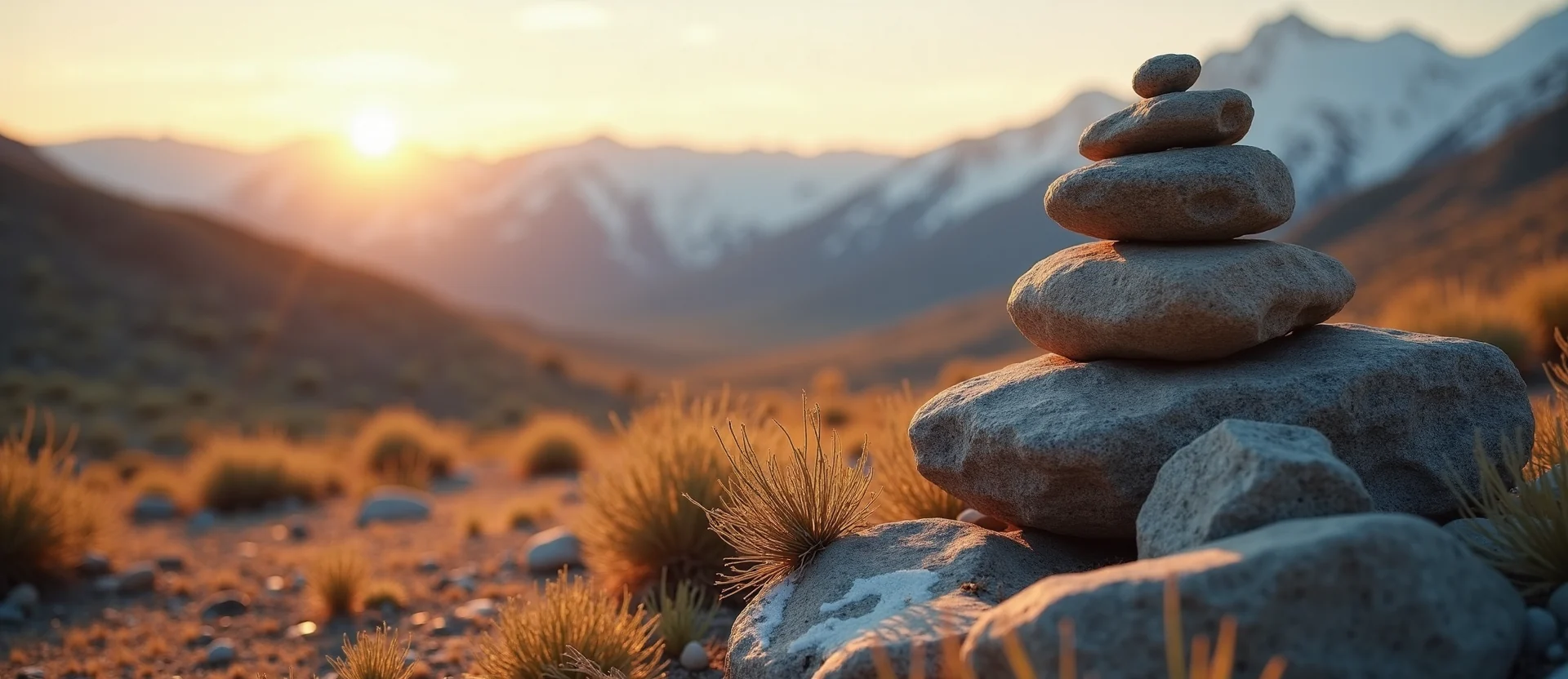 Symbolizing Stability/Peak: A local Sagebrush (Artemisia tridentata) ancient rock cairn. - AI Generated