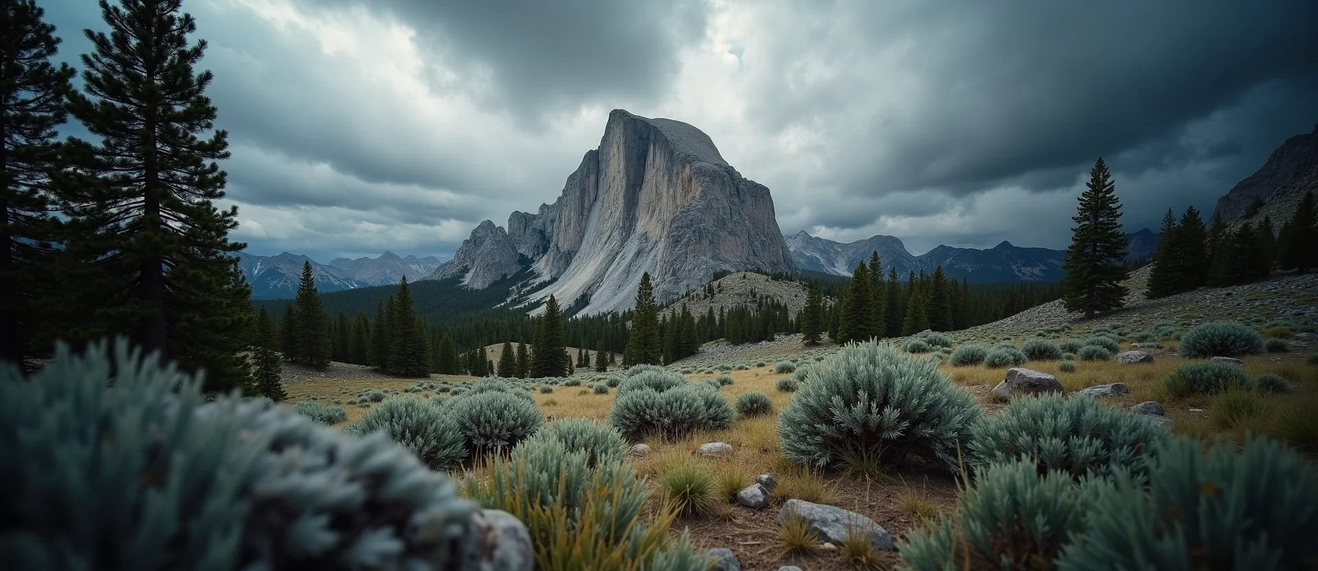 Symbolizing Stability/Peak: A local Ponderosa Pine jagged granite peak. - AI Generated