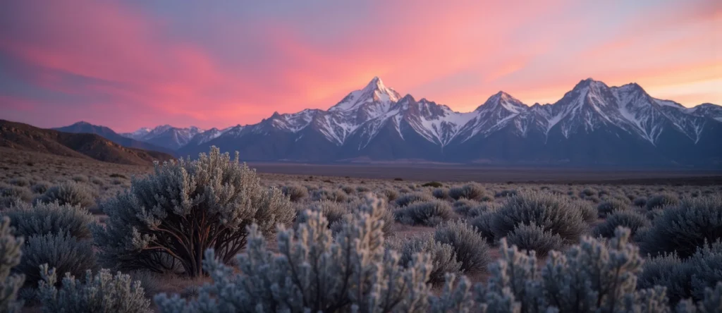 Symbolizing Stability/Peak: A local Mountain Mahogany distant Sierra horizon. - AI Generated