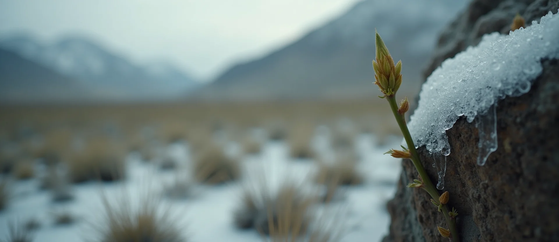 Symbolizing Seed/New Beginning: A local Desert Peach new green bud on a branch. - AI Generated