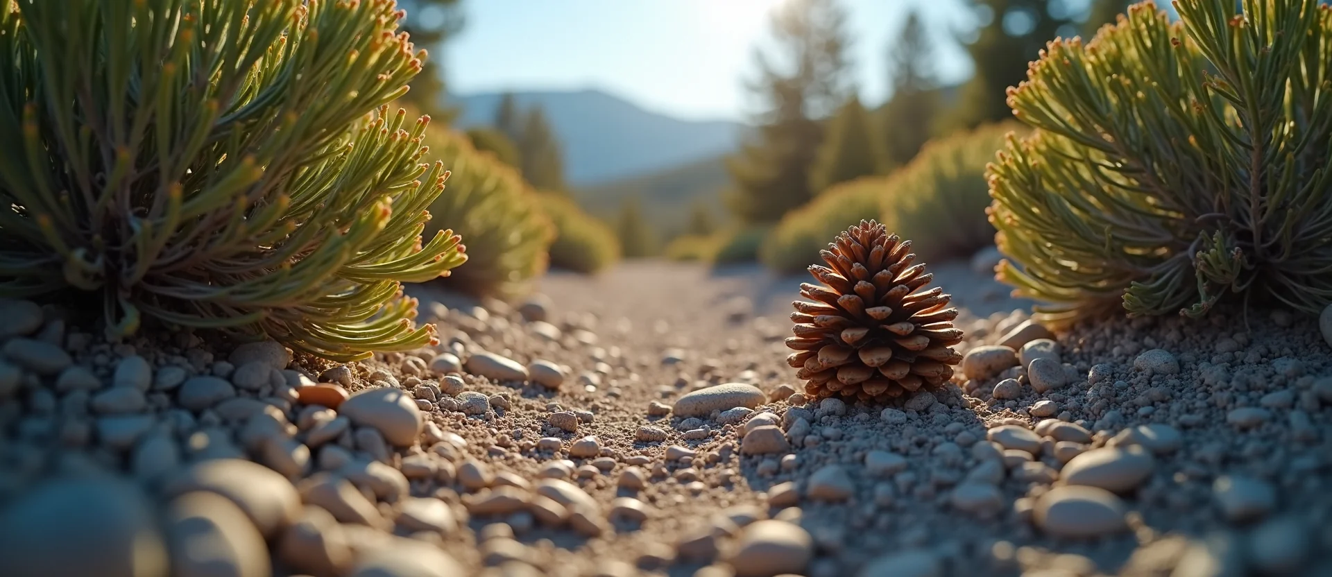 Symbolizing Seed/New Beginning: A local Bitterbrush opening pine cone. - AI Generated