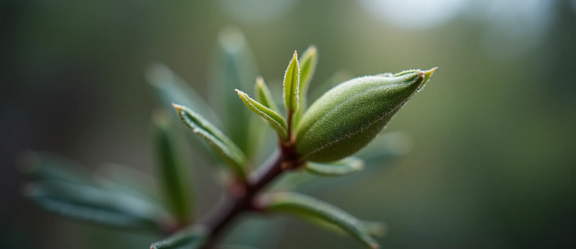 Symbolizing Seed/New Beginning: A local Ponderosa Pine new green bud on a branch. - AI Generated
